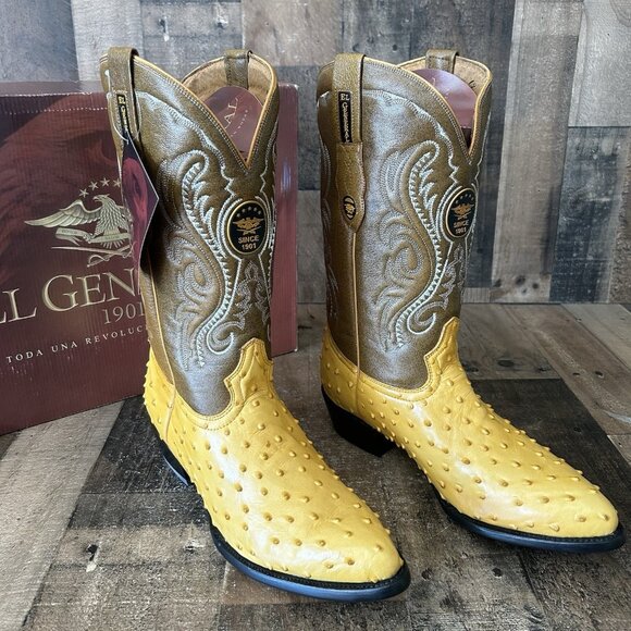 El General Ostrich Print Western Cowboy Boots Mens 11 EE